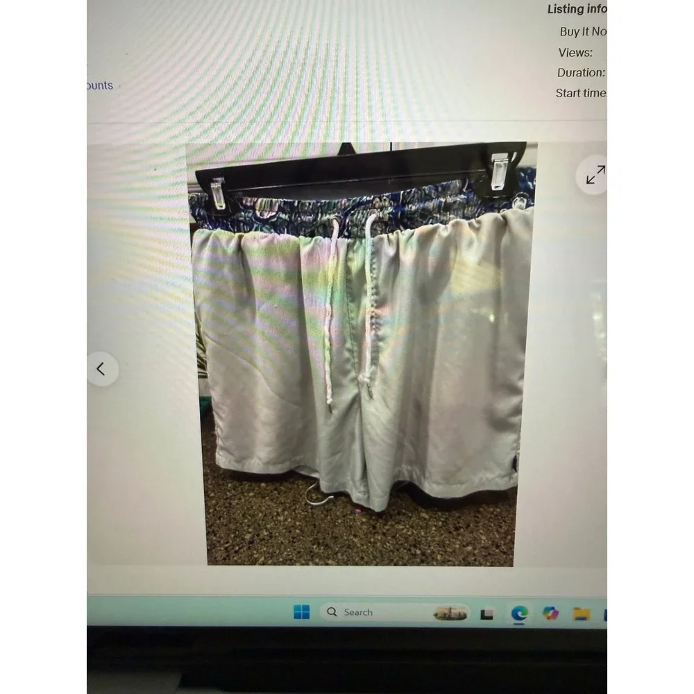 Simply Southern Mens Swim Trunks XL Gray Blue Car Print Mesh Lined 5in Inseam